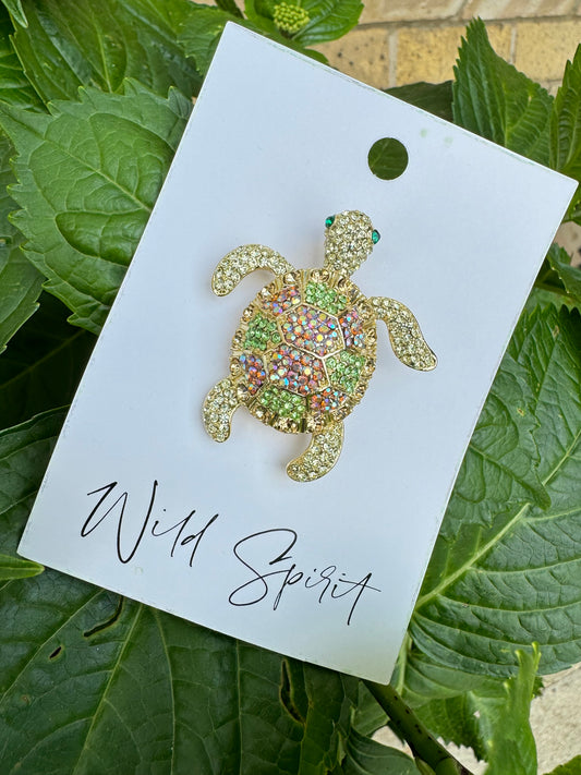 Lime Turtle Brooch