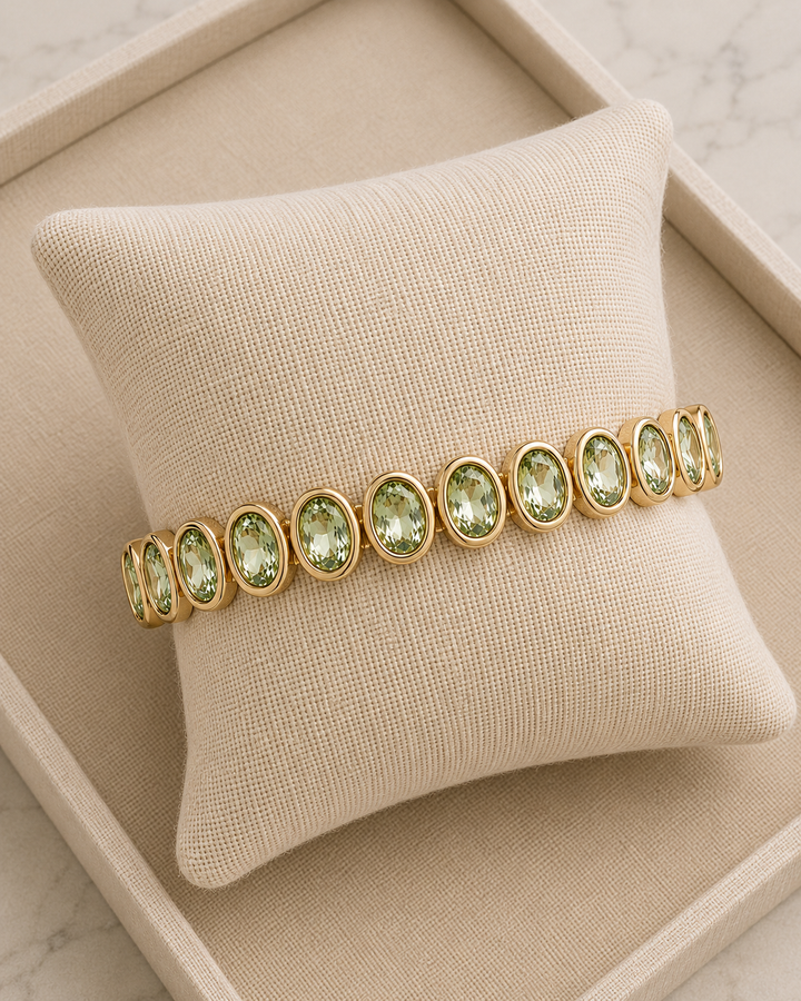 Green Crystal Oval Bling Bracelet