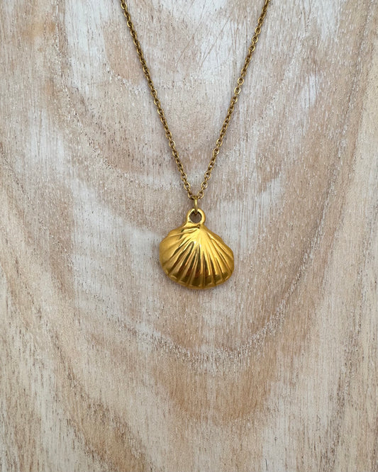Waterproof Gold Plated Scallop Shell Necklace