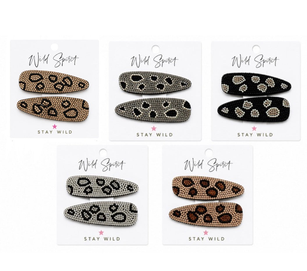 Leopard Gift Set of 2 Hair Slides (Mixed pack of 5)