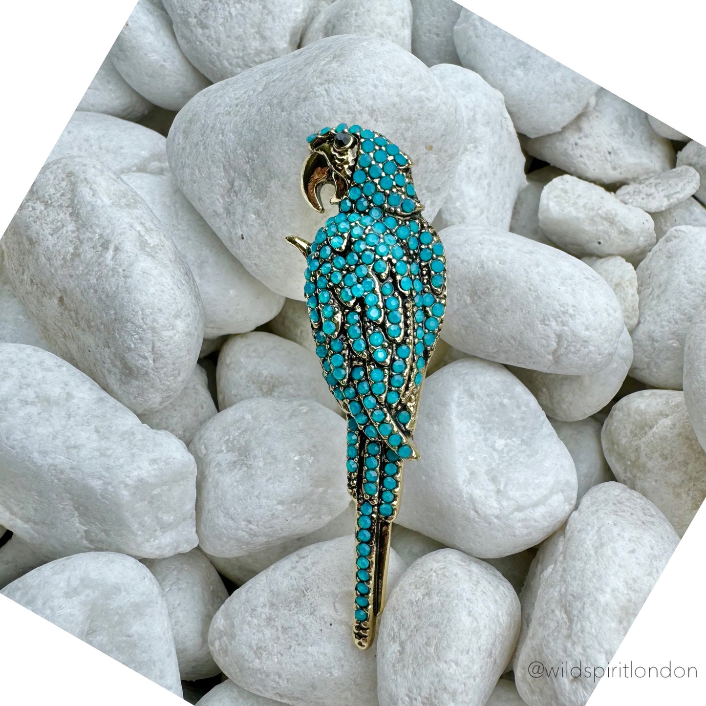 Blue Parrot Brooch