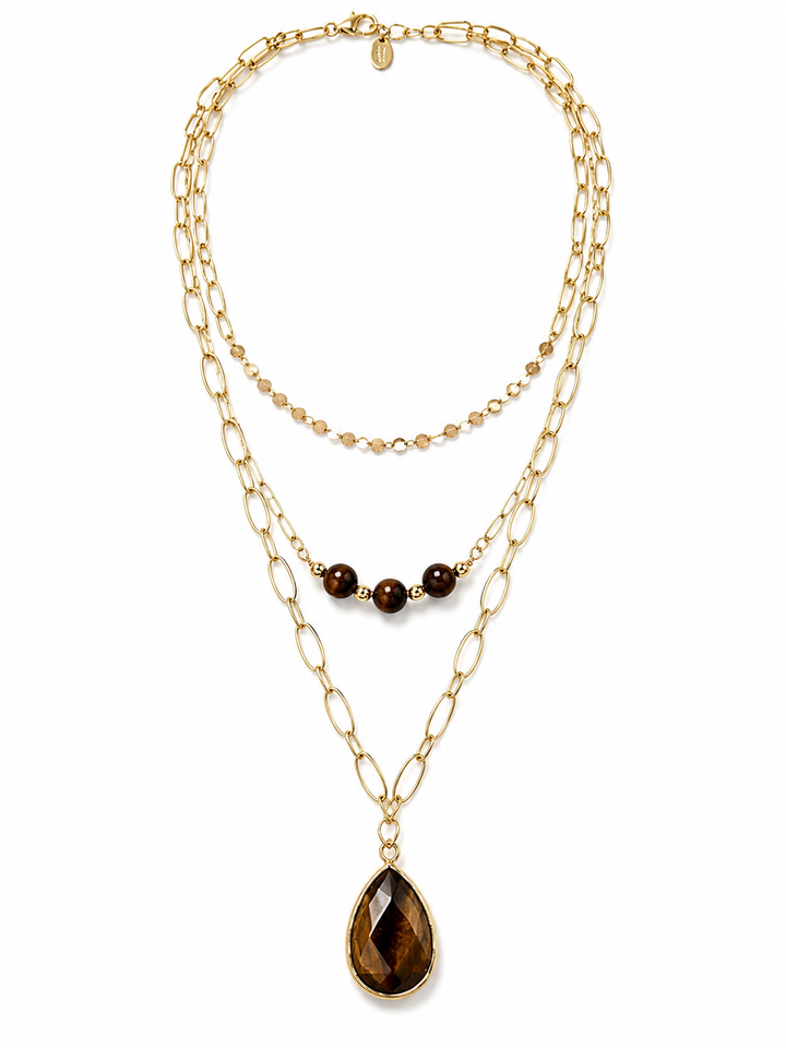 Tiger Eye Triple Layer Necklace