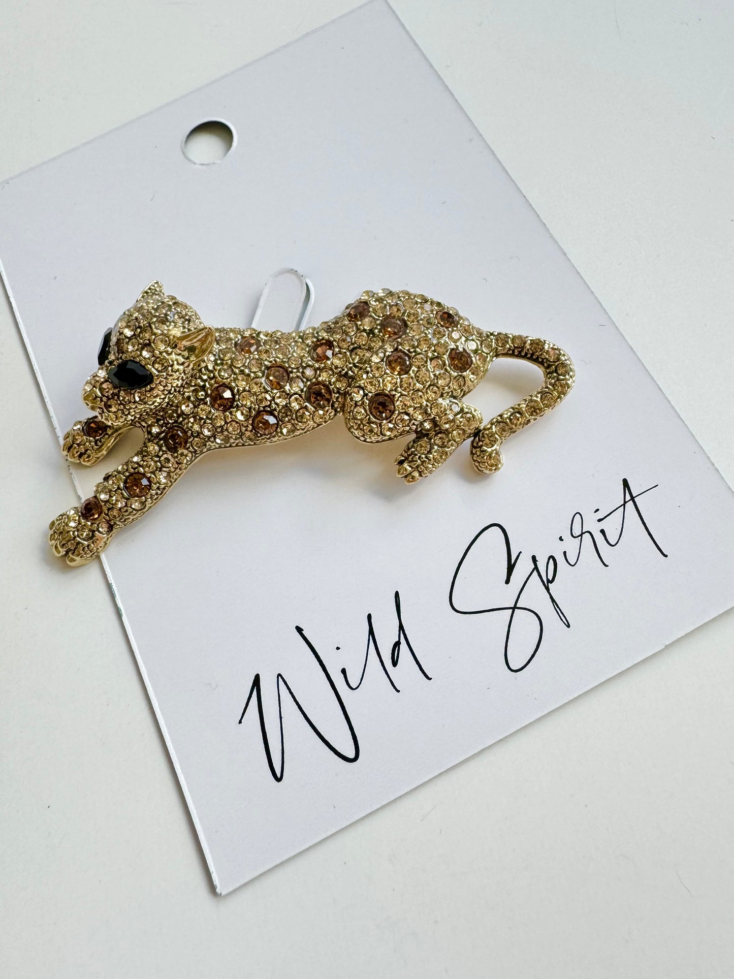 Gold Leopard Brooch