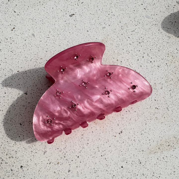 Pink Diamanté Hair Claw (Pack of 6)