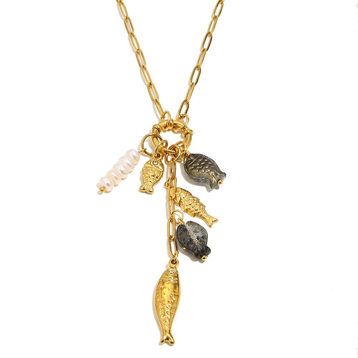 Kai Fish Charm Gold Plated Waterproof Necklace