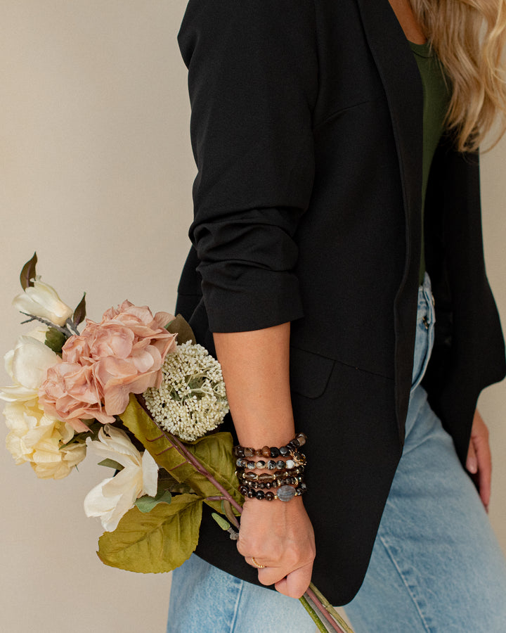 The Brown Agate Natural Stone Bracelet Stack