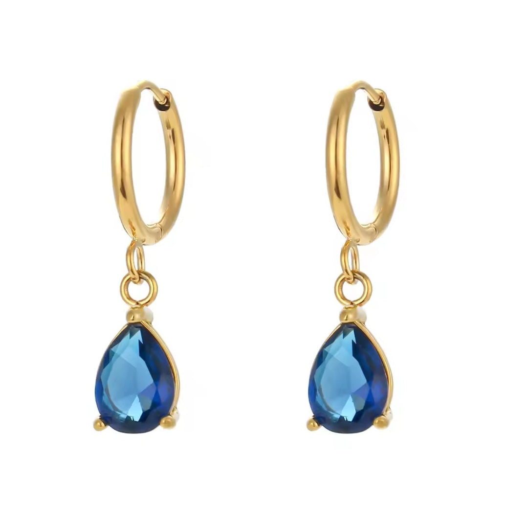 a pair of blue earrings