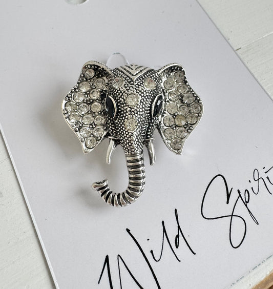 Silver Elephant Bling Brooch