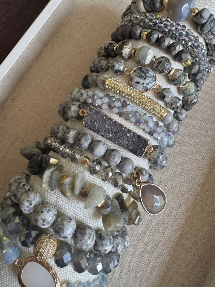 Grey Set of 14 Bracelets