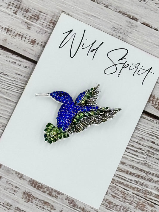 Royal Blue Hummingbird Brooch