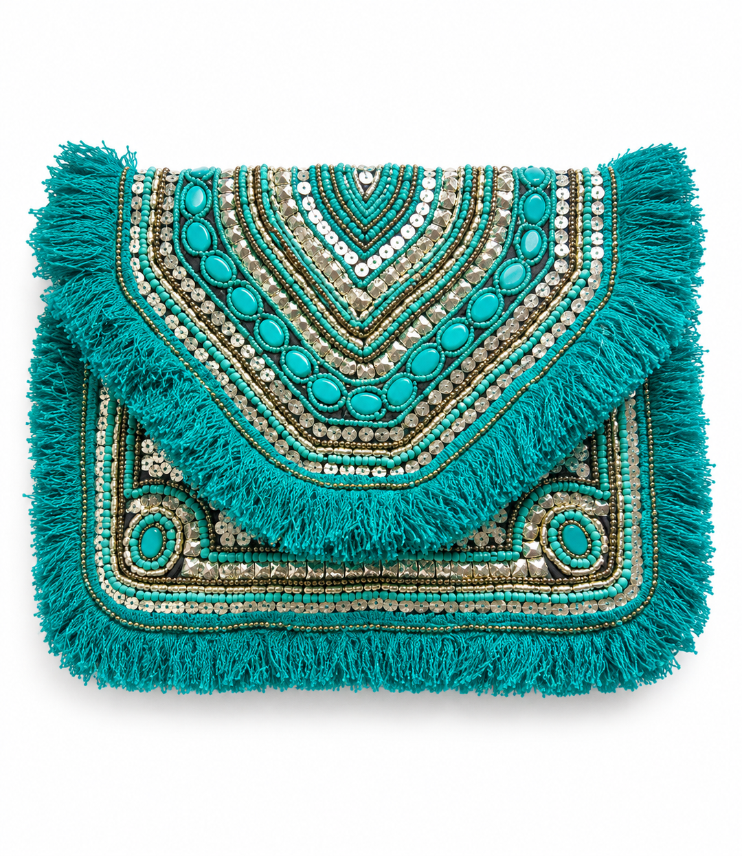 Turquoise Green Boho Clutch Bag