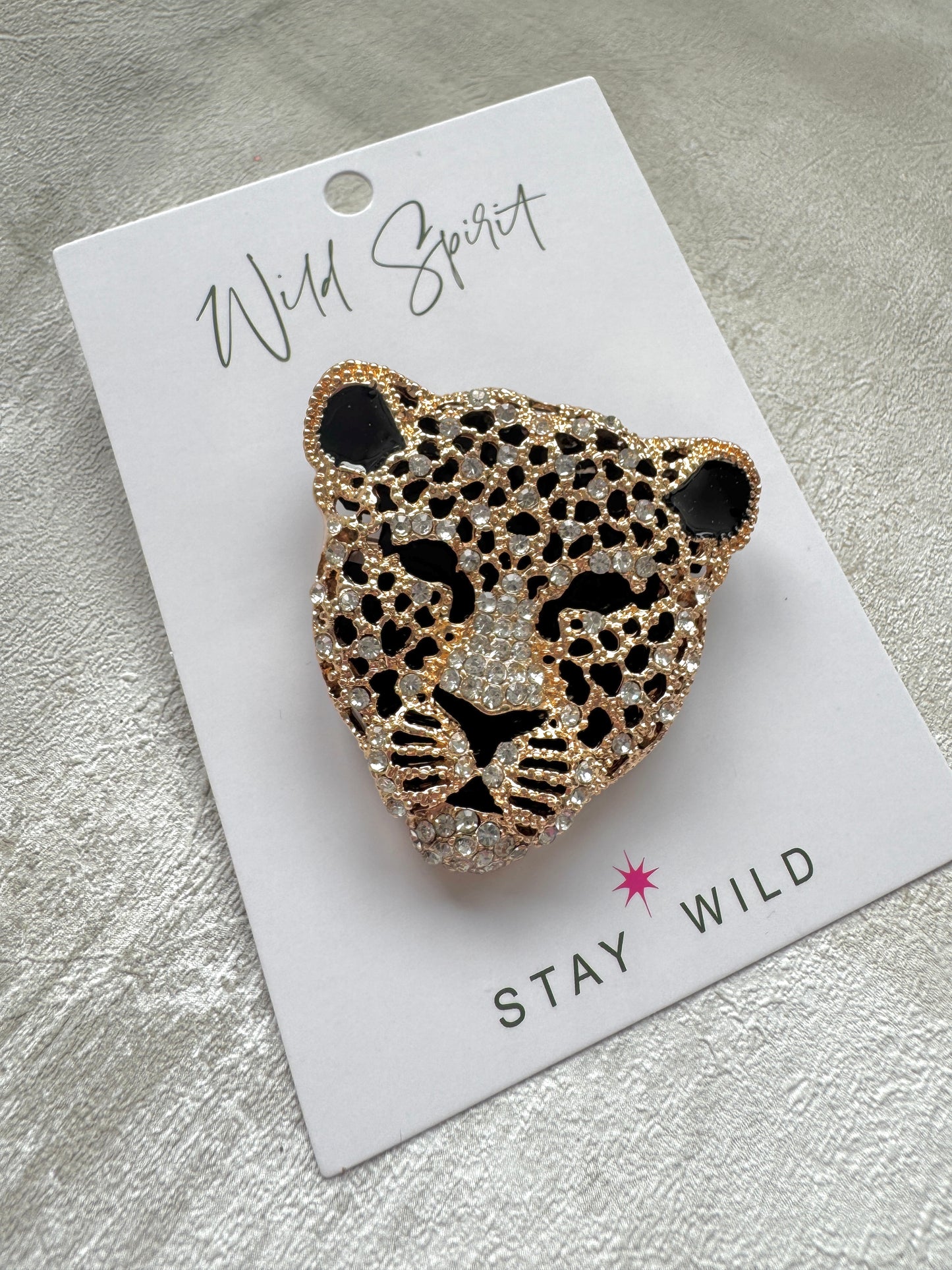 Big Gold Cheetah Head Brooch