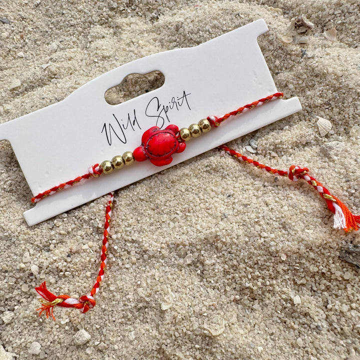 Turtle Charm Woven Bracelet / Anklet – Adjustable & Colourful (Mixed Pack of 8)