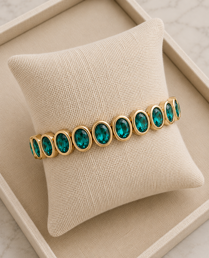 Blue Crystal Oval Bling Bracelet