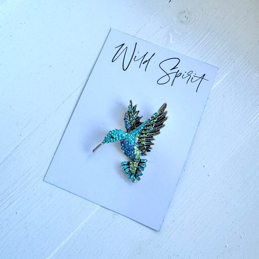 Aqua Hummingbird Brooch