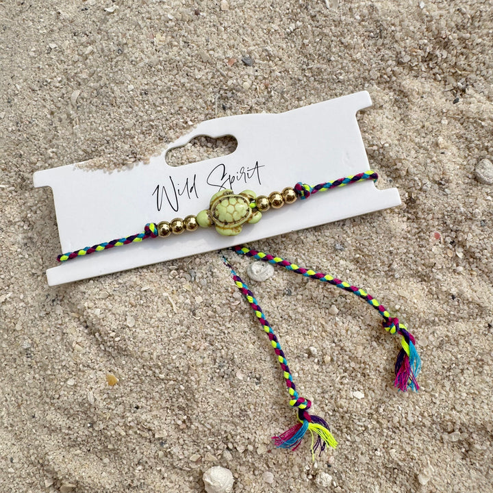 Turtle Charm Woven Bracelet / Anklet – Adjustable & Colourful (Mixed Pack of 8)