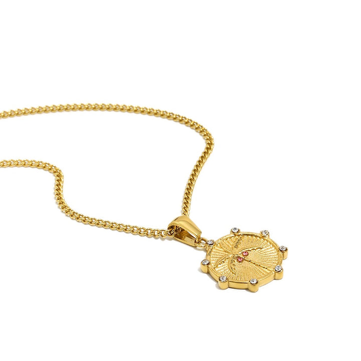 Pink Palm Tree Gold Necklace