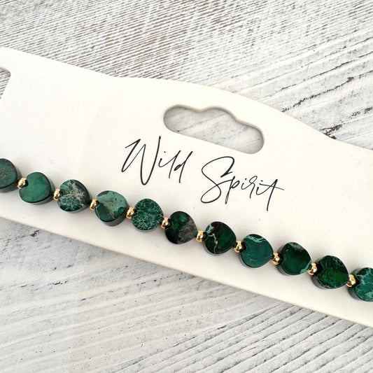 The Green Jasper Mini Heart Bracelet