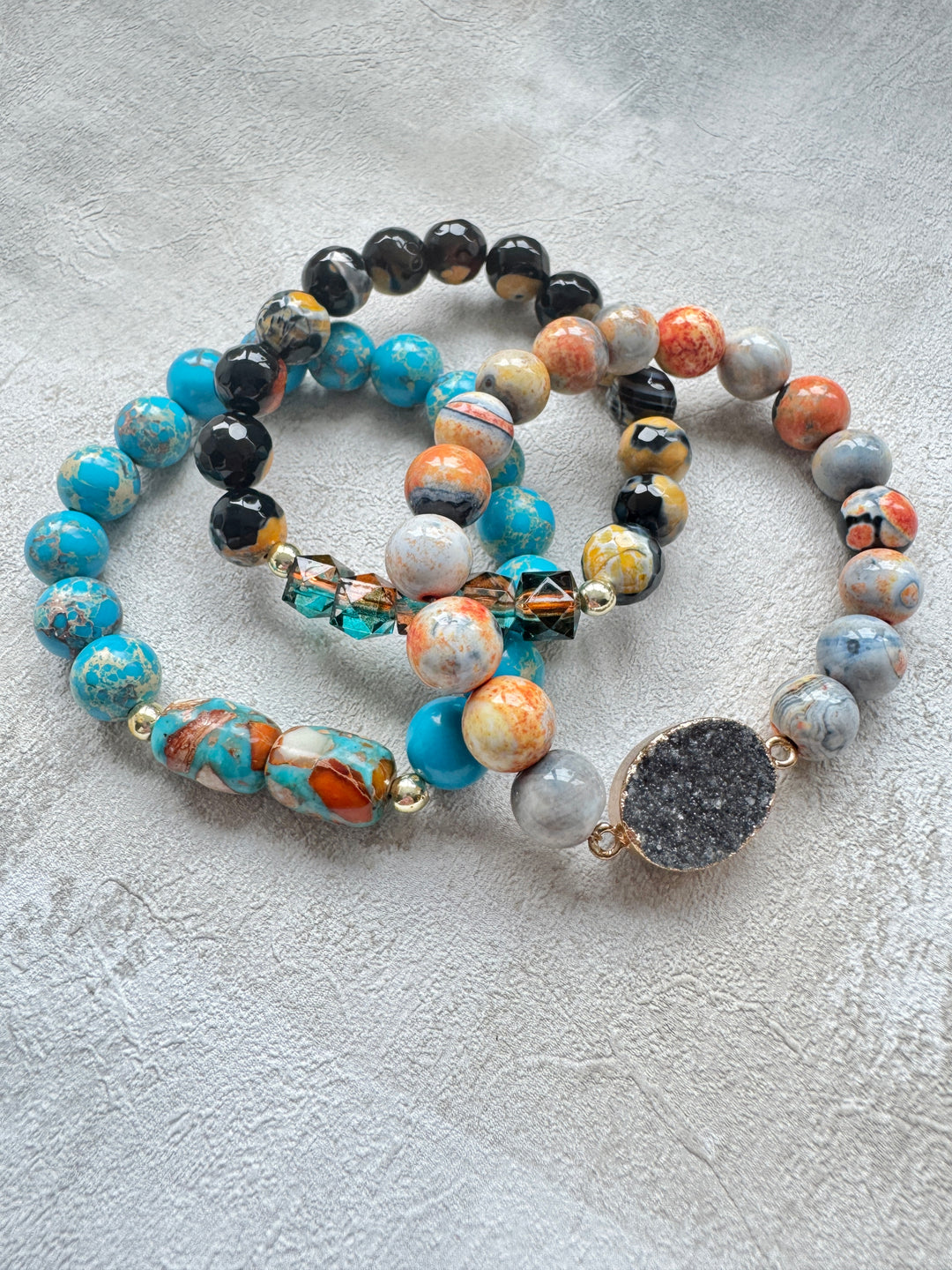 The Sienna Druzy Natural Stone Bracelet Stack