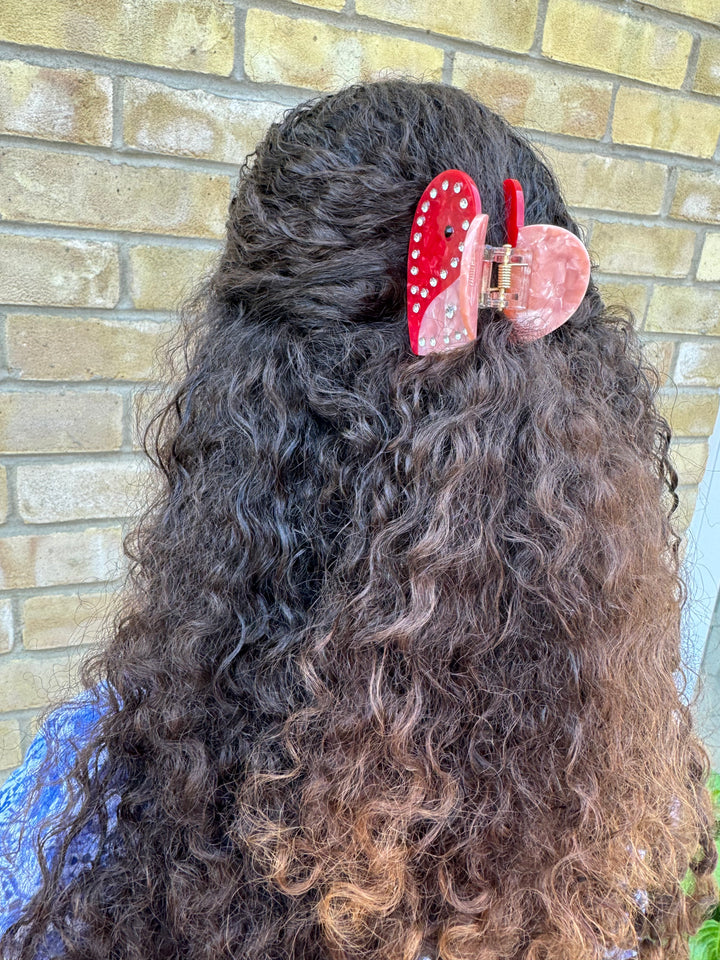Diamanté Heart Shaped Hair Claw (7 Pk)