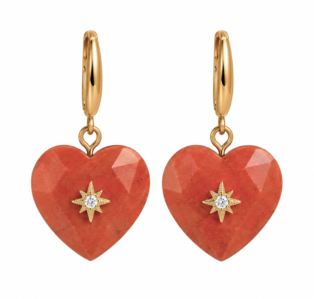 Red Jasper Heart Earrings