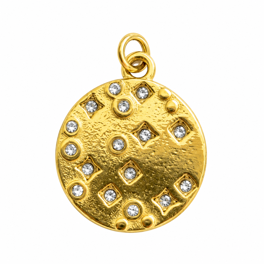 a gold circle with diamonds and diamonds