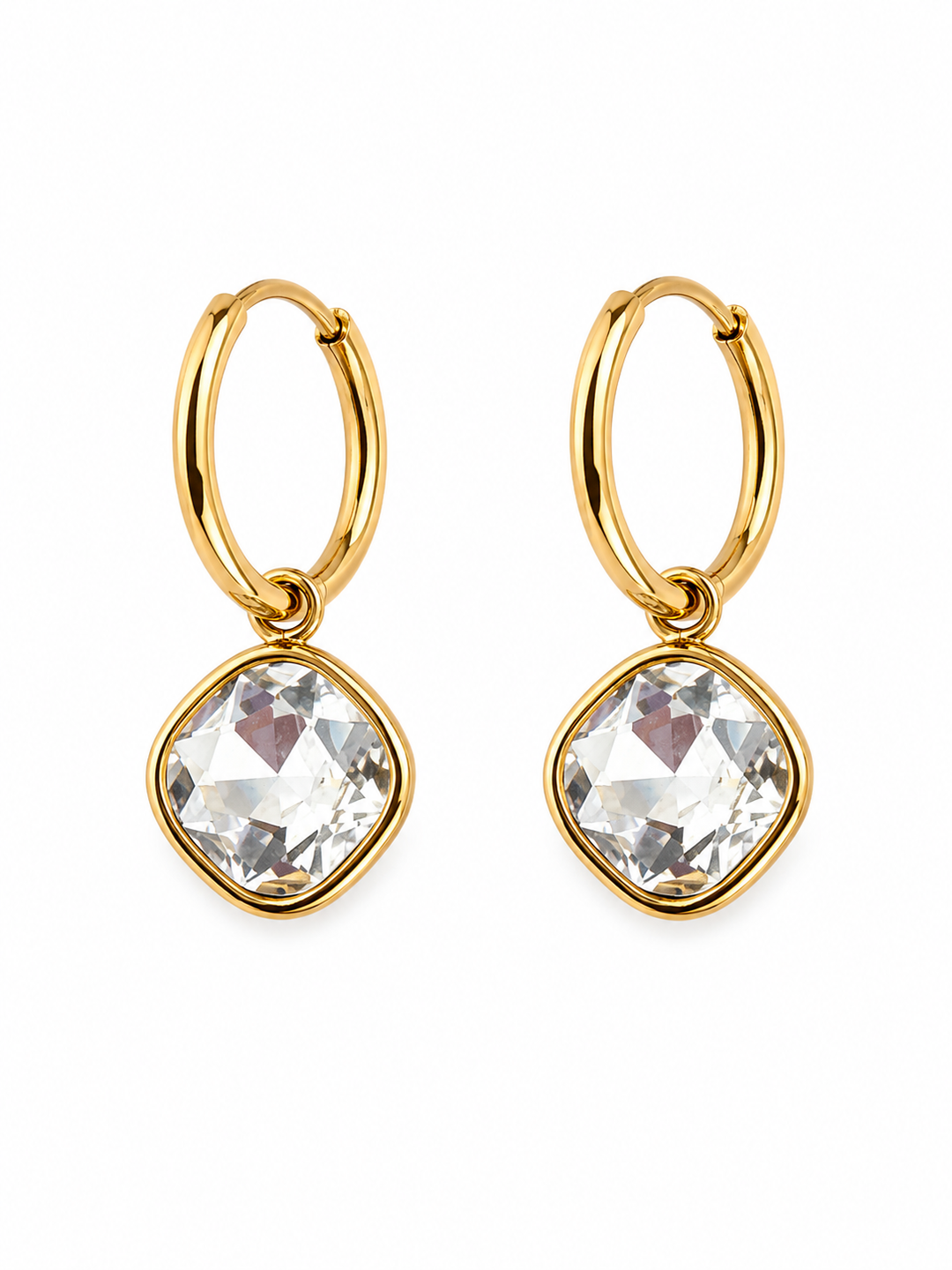 Square Bling Gold Plated Waterproof Earrings