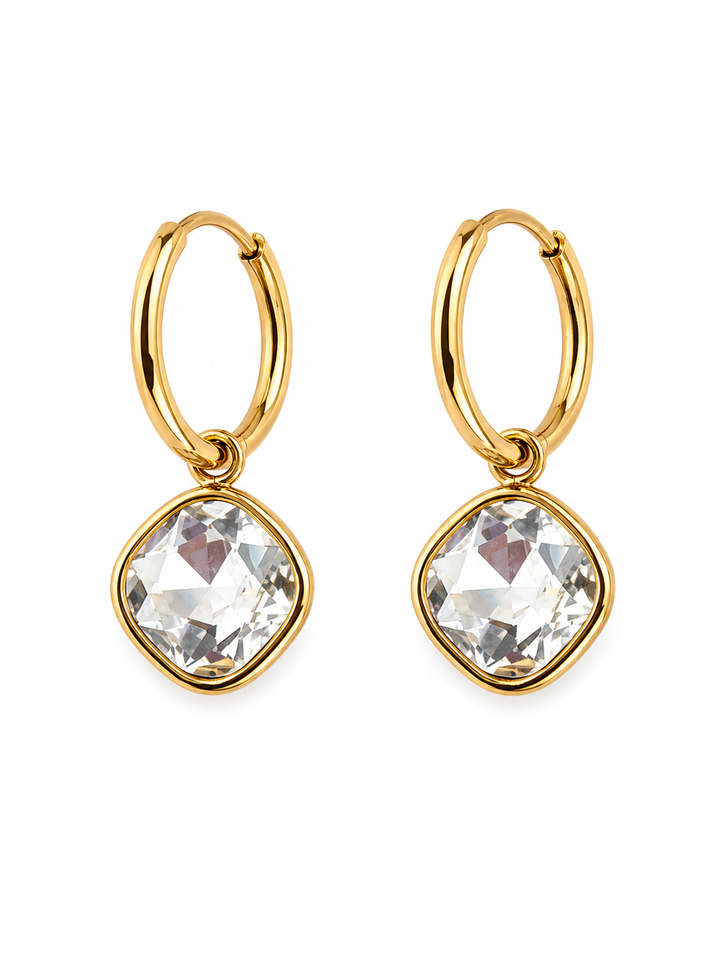 Square Bling Gold Plated Waterproof Earrings