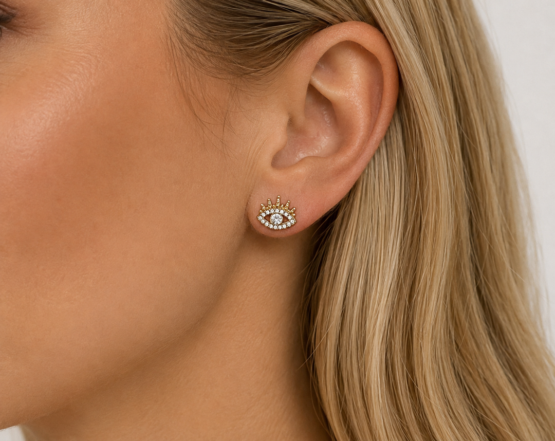 Mini Evil Eye Gold Plated Waterproof Earrings