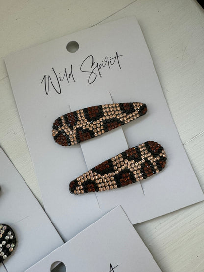 Mini Leopard Set of 2 Hair Slides (Mixed pack of 5)