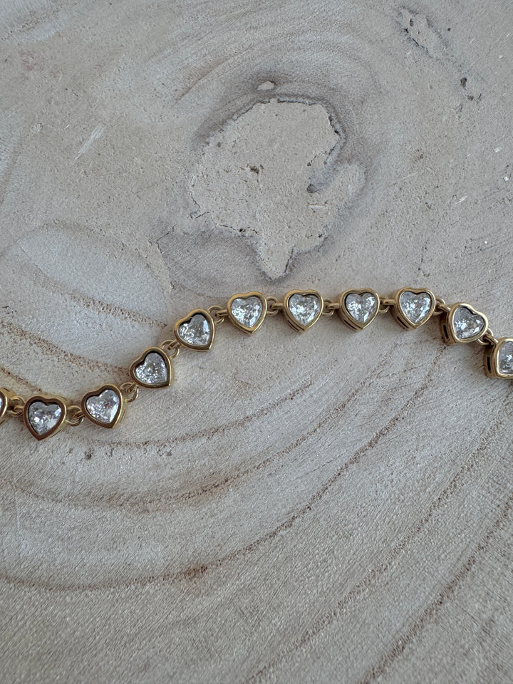 White Love Heart Waterproof Tennis Bracelet