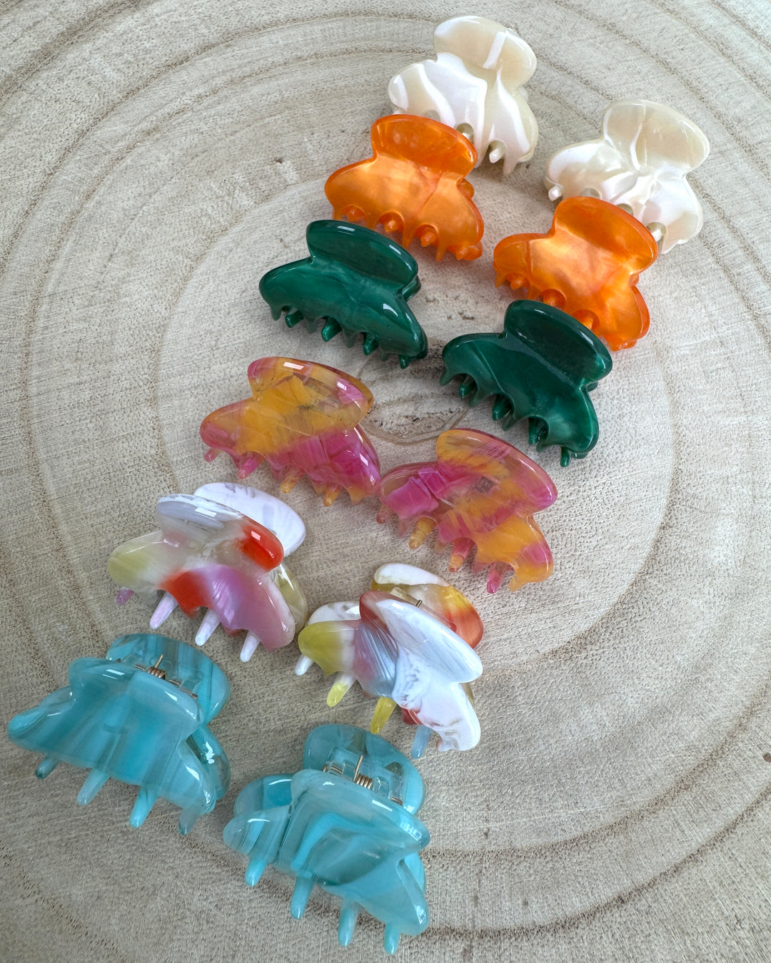 Bright Mini Marble Hair Clips (12 Pack)