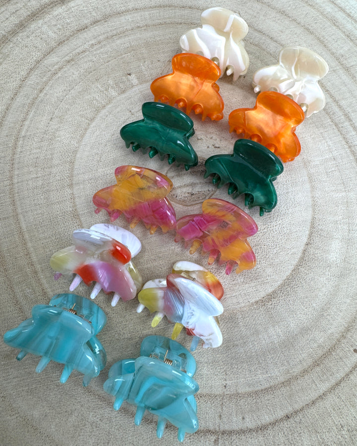 Bright Mini Marble Hair Clips (12 Pack)