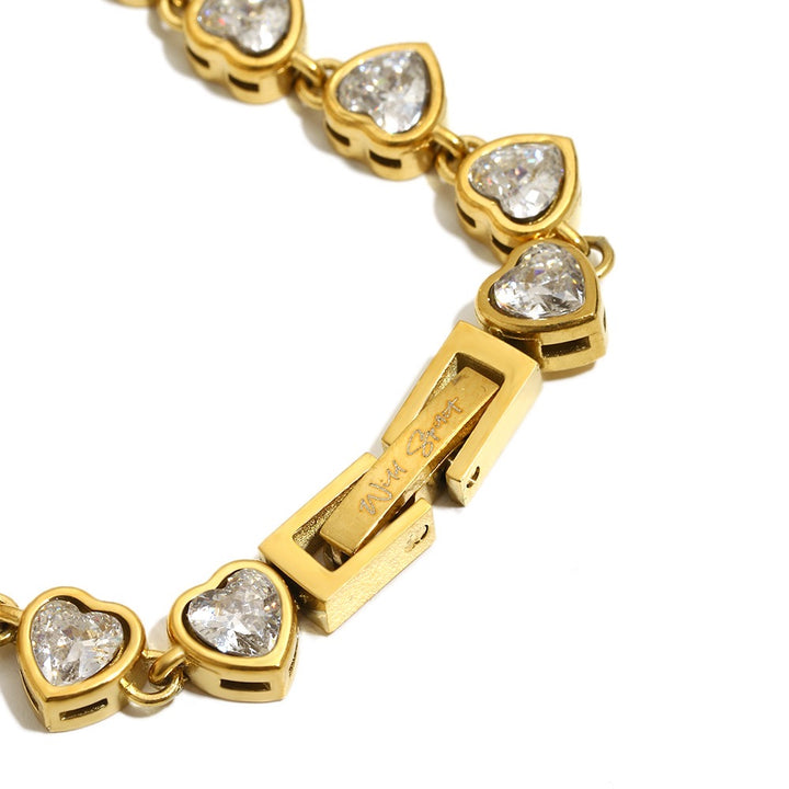 White Love Heart Tennis Bracelet