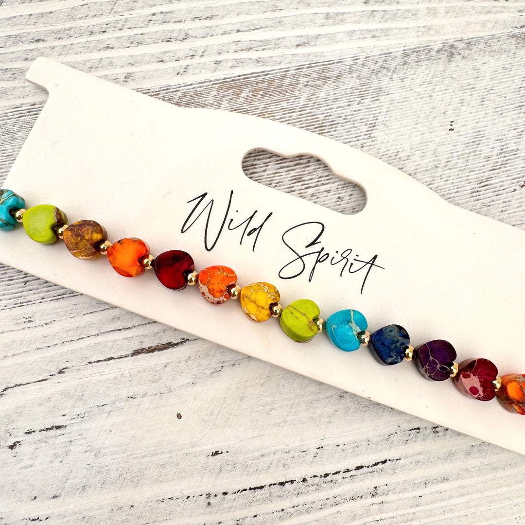 The Colourful Jasper Mini Heart Bracelet
