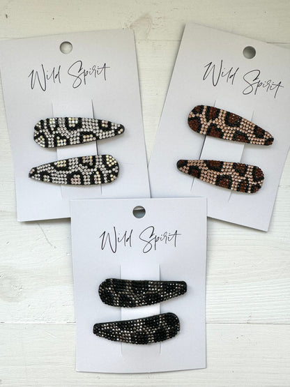 Mini Leopard Set of 2 Hair Slides (Mixed pack of 5)