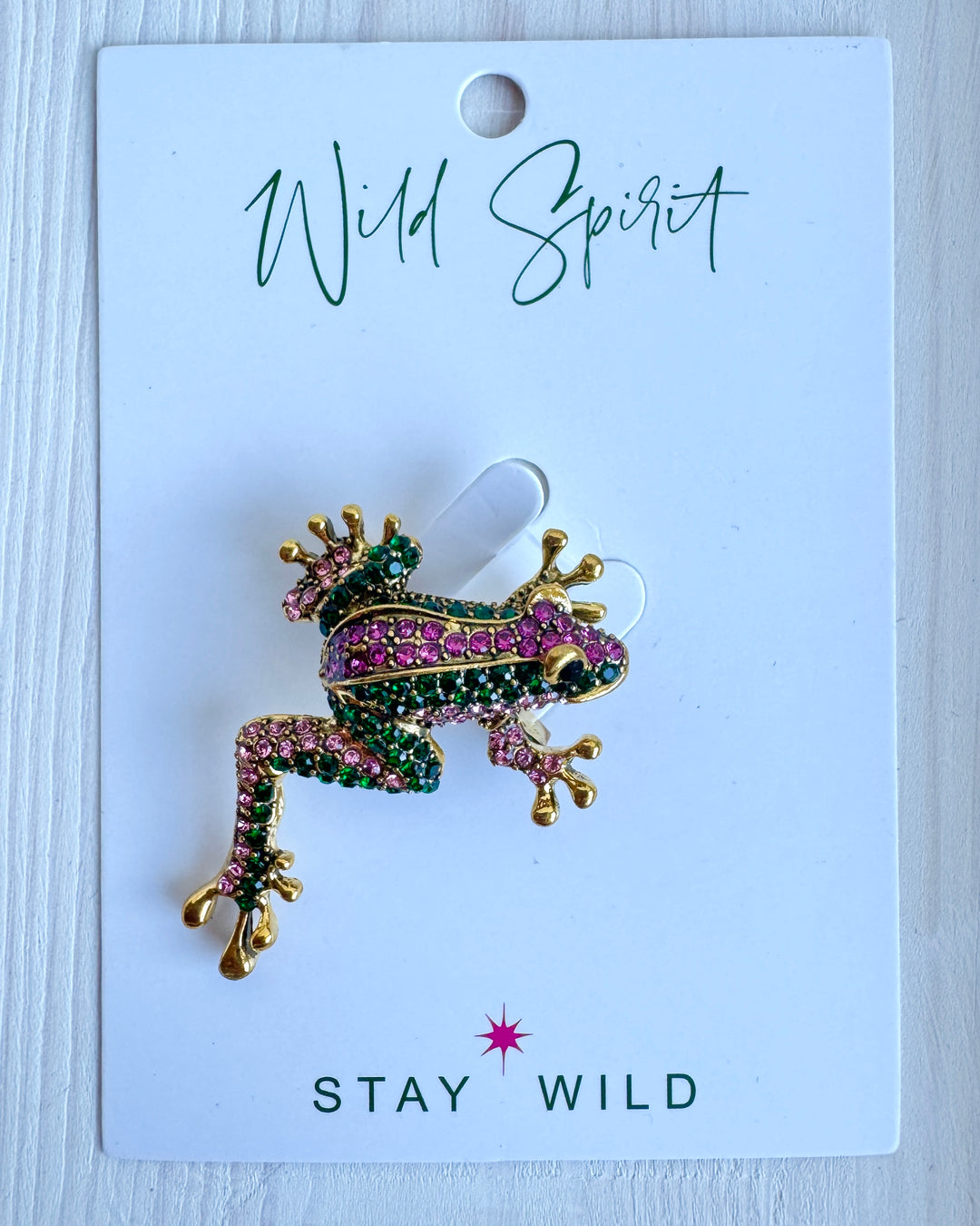 Pink & Green Frog Brooch