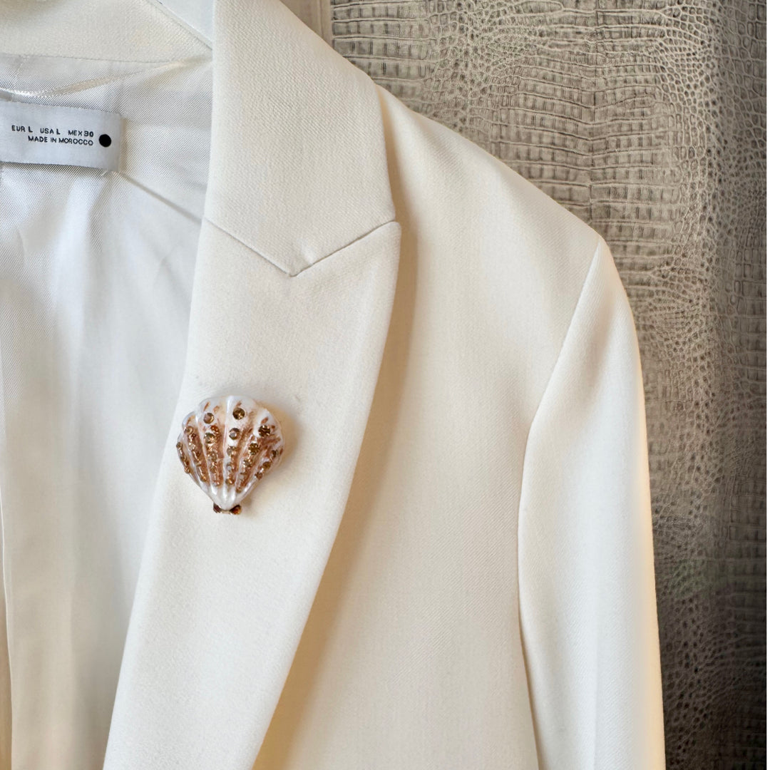 Blush Scallop Shell Brooch