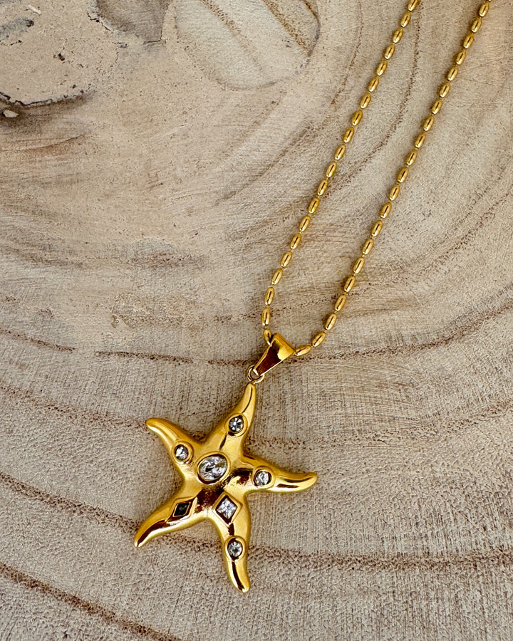 The Starfish Bling Gold Plated Waterproof Necklace