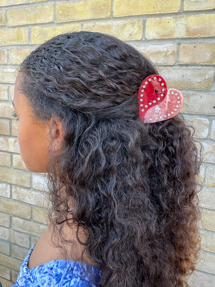 Diamanté Heart Shaped Hair Claw (7 Pk)
