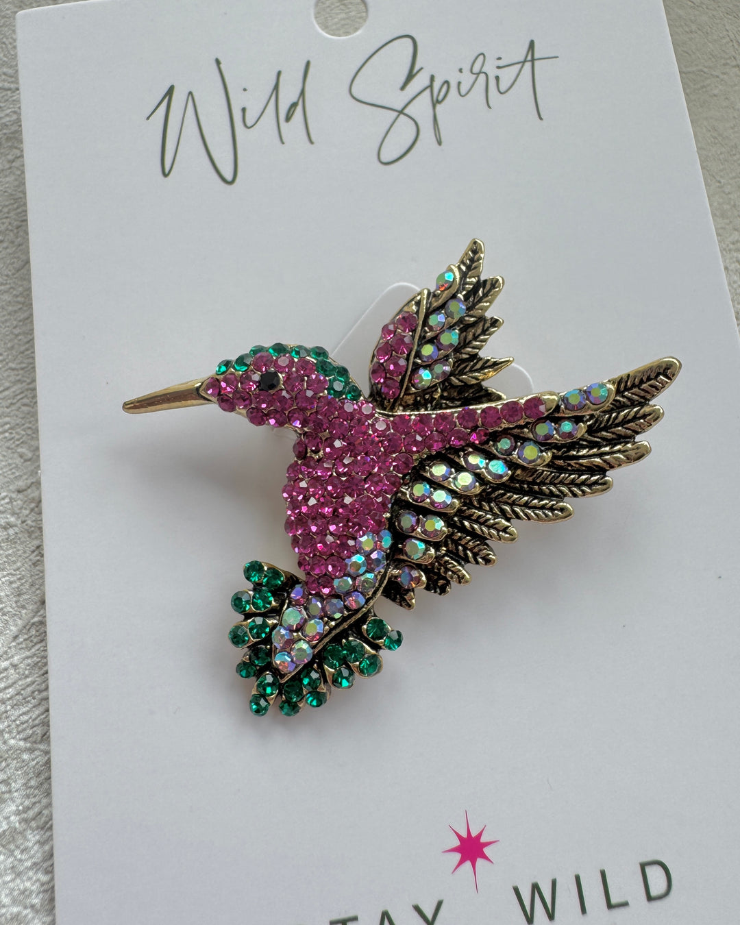 Pink Hummingbird Brooch