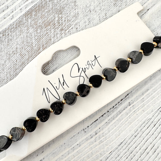 The Black Jasper Mini Heart Bracelet