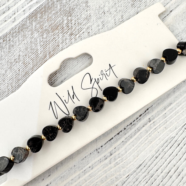 Black Jasper Mini Heart Bracelet