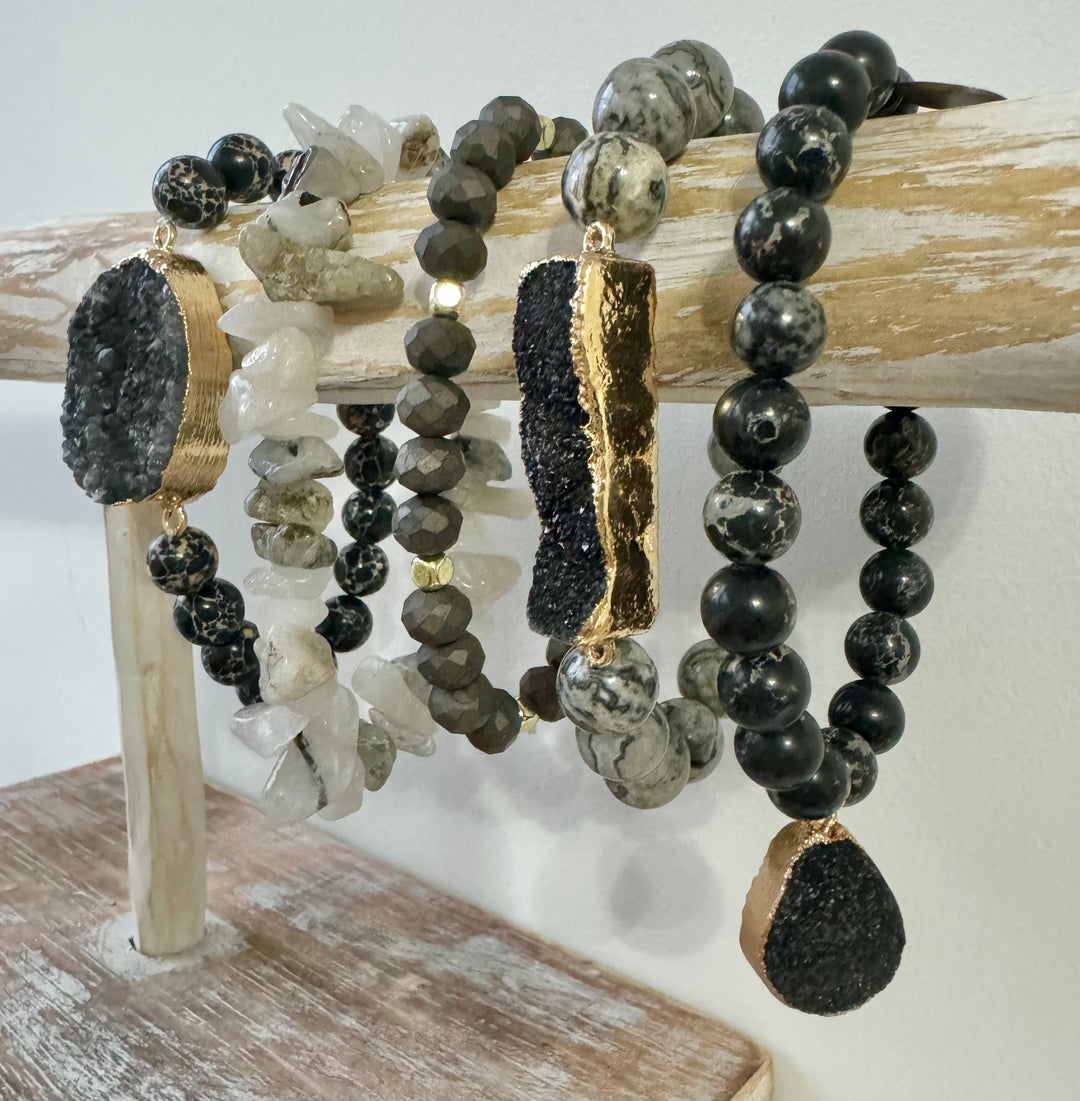 The Black Druzy Bracelet Stack