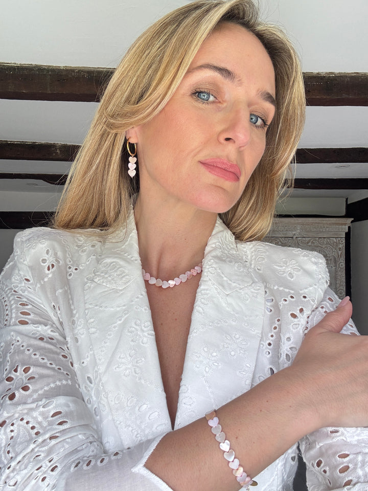 Pink Amora Shell Heart Earrings