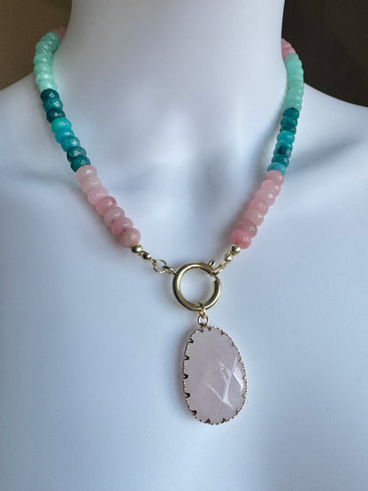 Rose & Amazonite ‘Adele’ Necklace