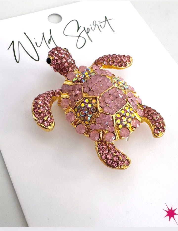 Pink Turtle Brooch