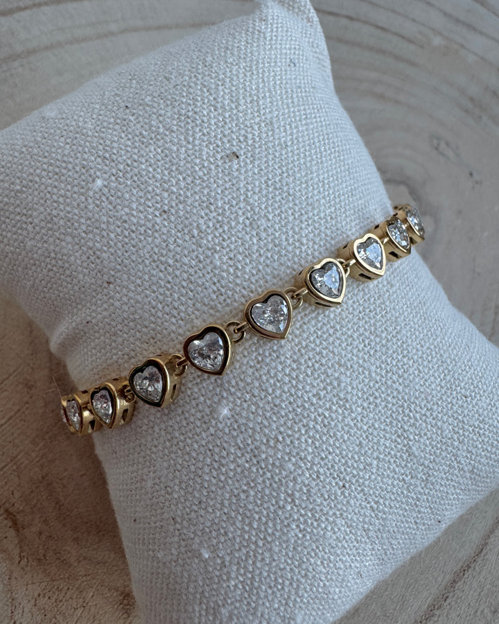 White Love Heart Waterproof Tennis Bracelet