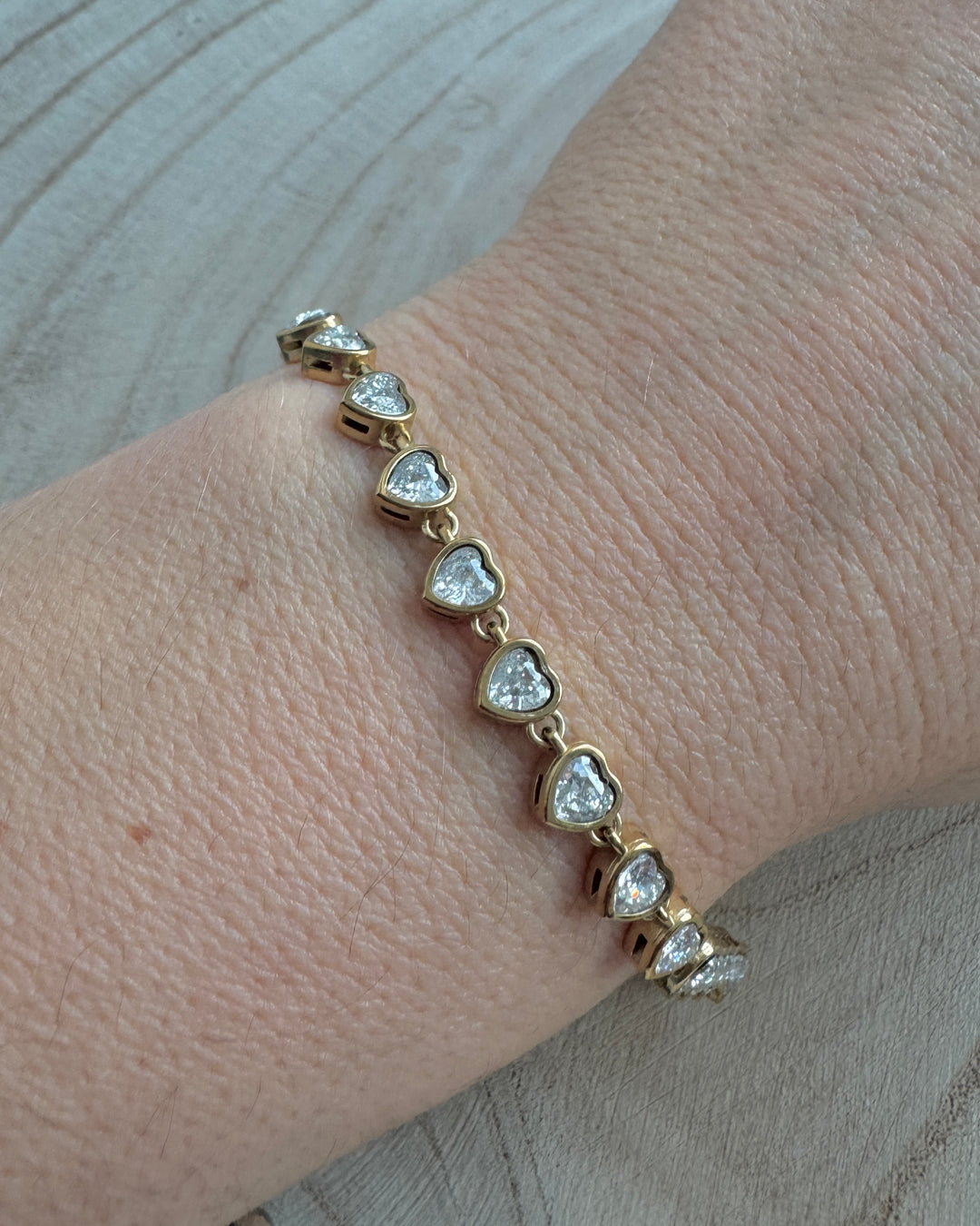 White Love Heart Waterproof Tennis Bracelet