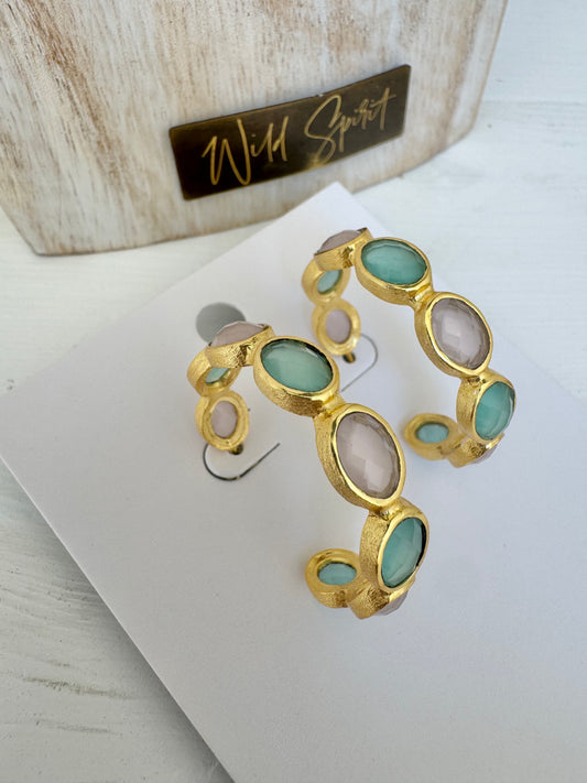 Rose Quartz & Amazonite 'Iris' Earrings